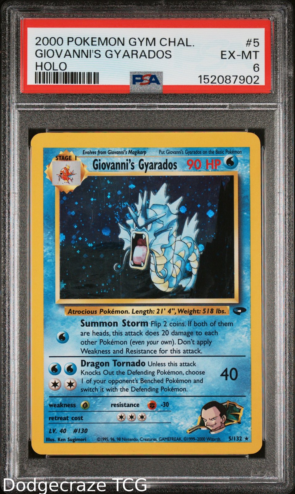 2000 Pokemon Gym Challenge Giovanni's Gyarados Holo 5/132 PSA 6