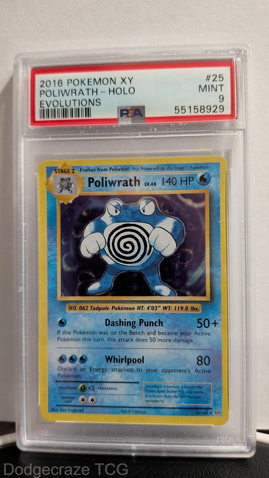 Poliwrath Holo 25/108 Evolutions Pokemon PSA 9