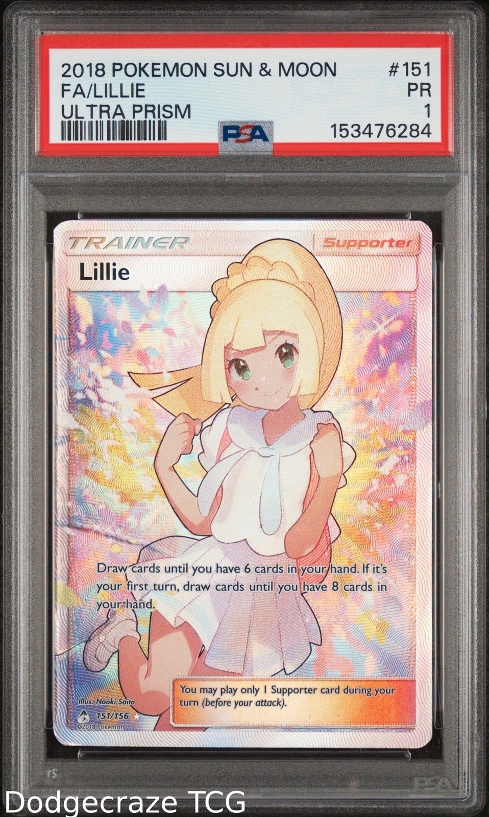 2018 Pokemon Ultra Prism Lillie 151/156 PSA 1