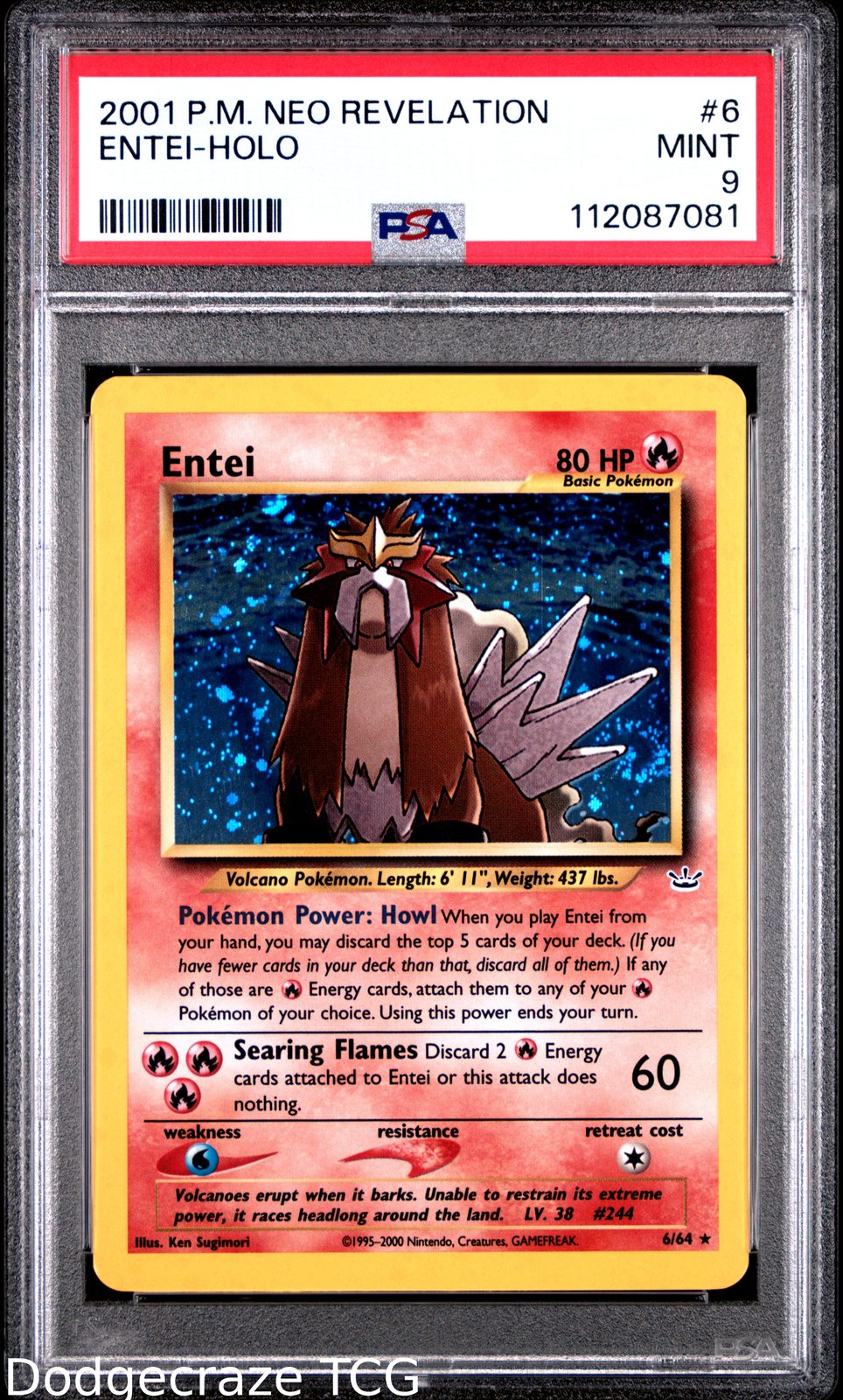 2001 Pokemon Neo Revelation Entei Holo 6/64 PSA 9
