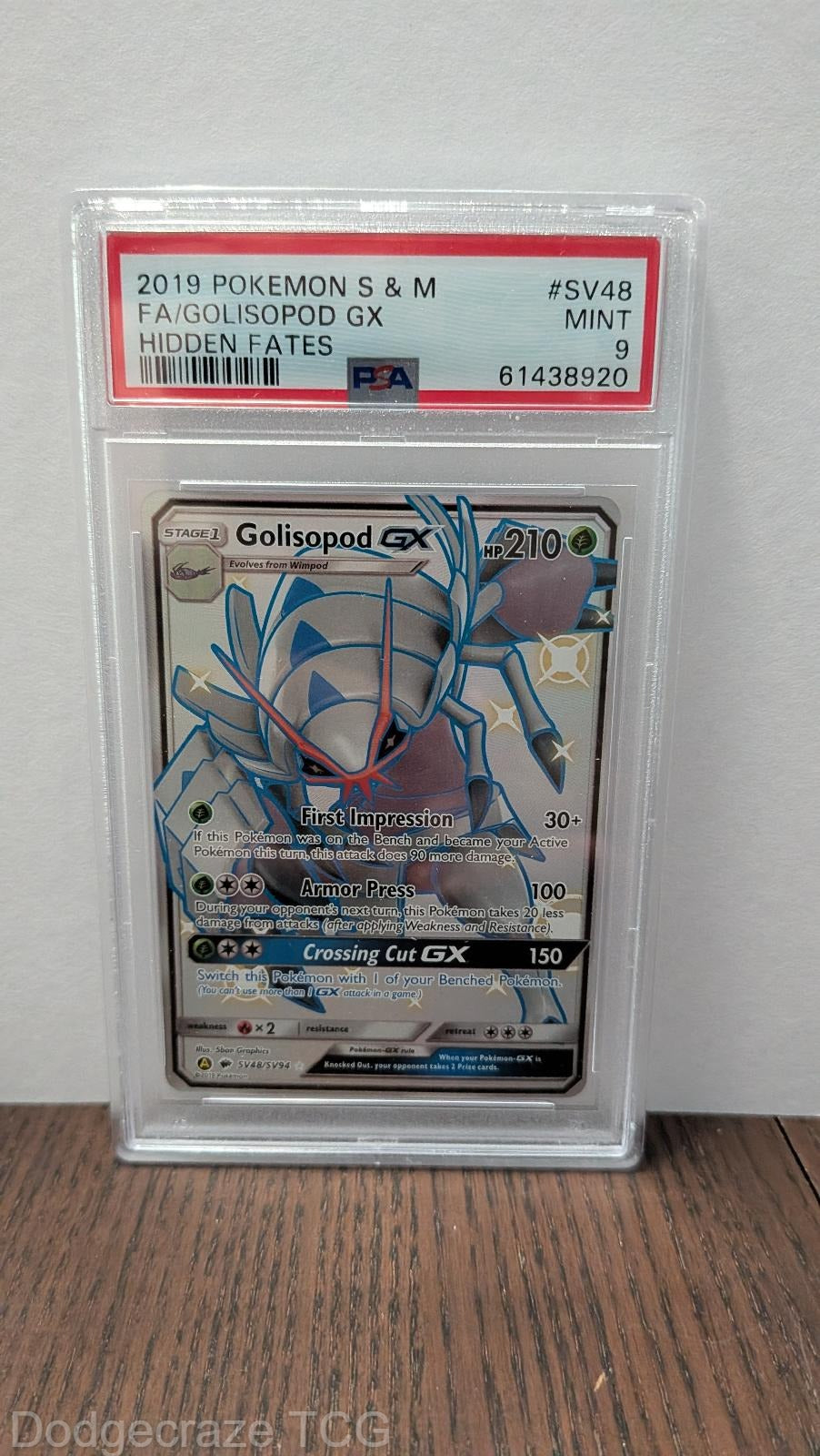 2019 Pokemon Hidden Fates Golisopod Gx SV48/SV94 PSA 9