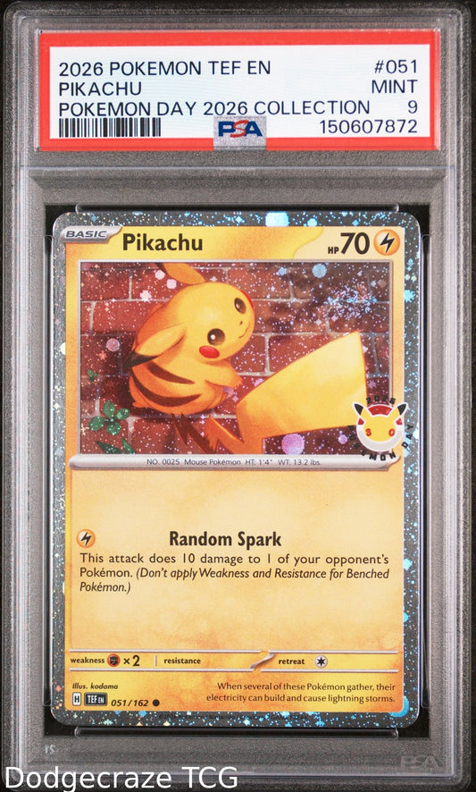 2026 Pokemon Temporal Forces Pikachu Pokemon Day 2026 Collection 051/162 PSA 9