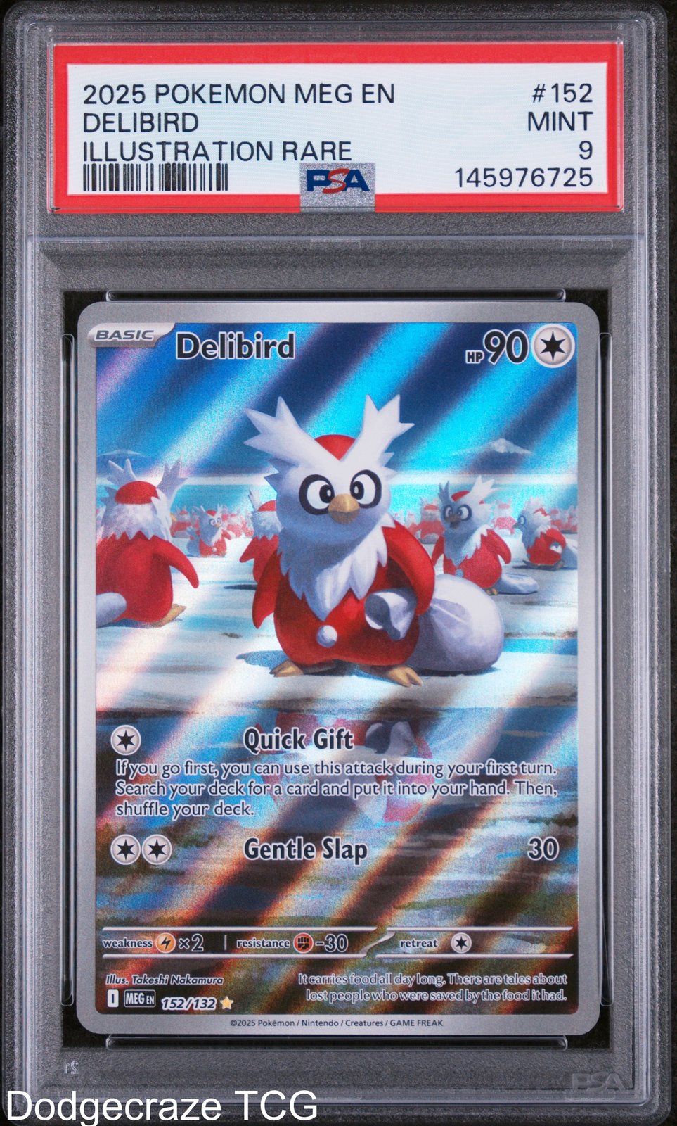 2025 Pokemon Meg En-mega Evolution Delibird Illustration Rare 152/132 PSA 9