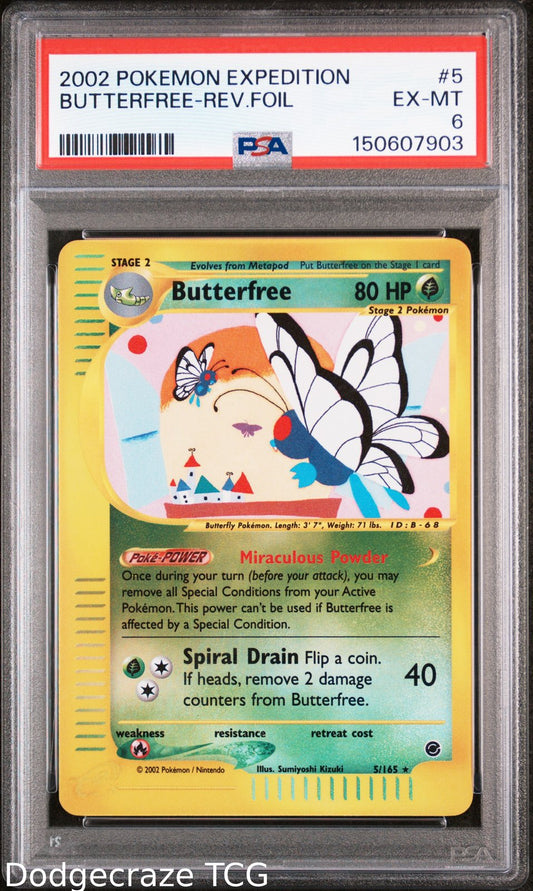 2002 Pokemon Expedition Butterfree Reverse Holo 5/165 PSA 6