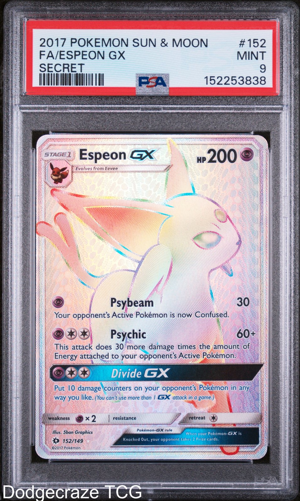 Espeon Gx 152 Secret Pokemon PSA 9