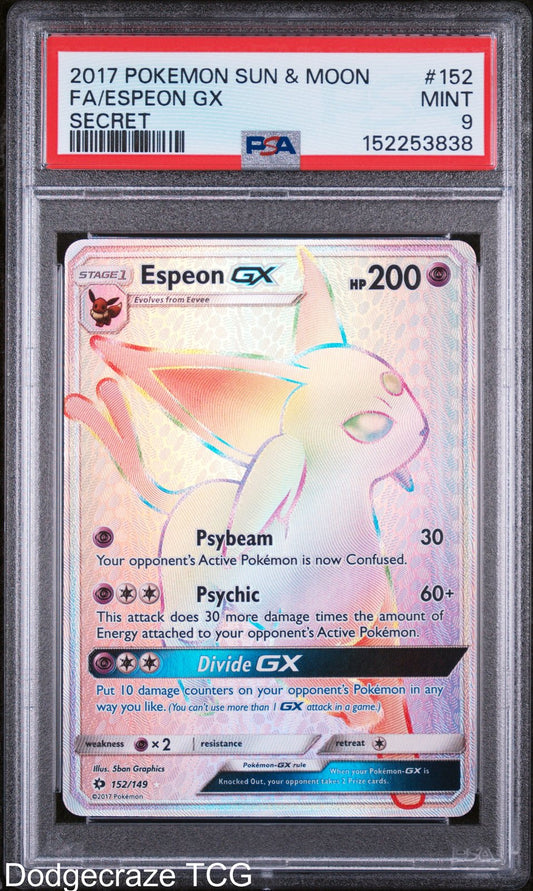 Espeon Gx 152 Secret Pokemon PSA 9