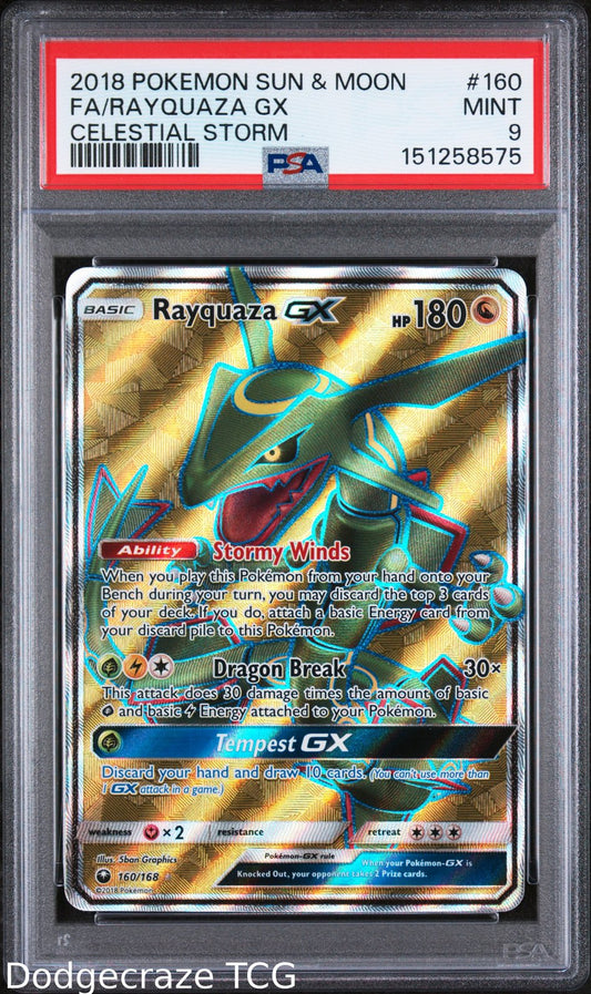 2018 Pokemon Celestial Storm Rayquaza Gx 160/168 PSA 9