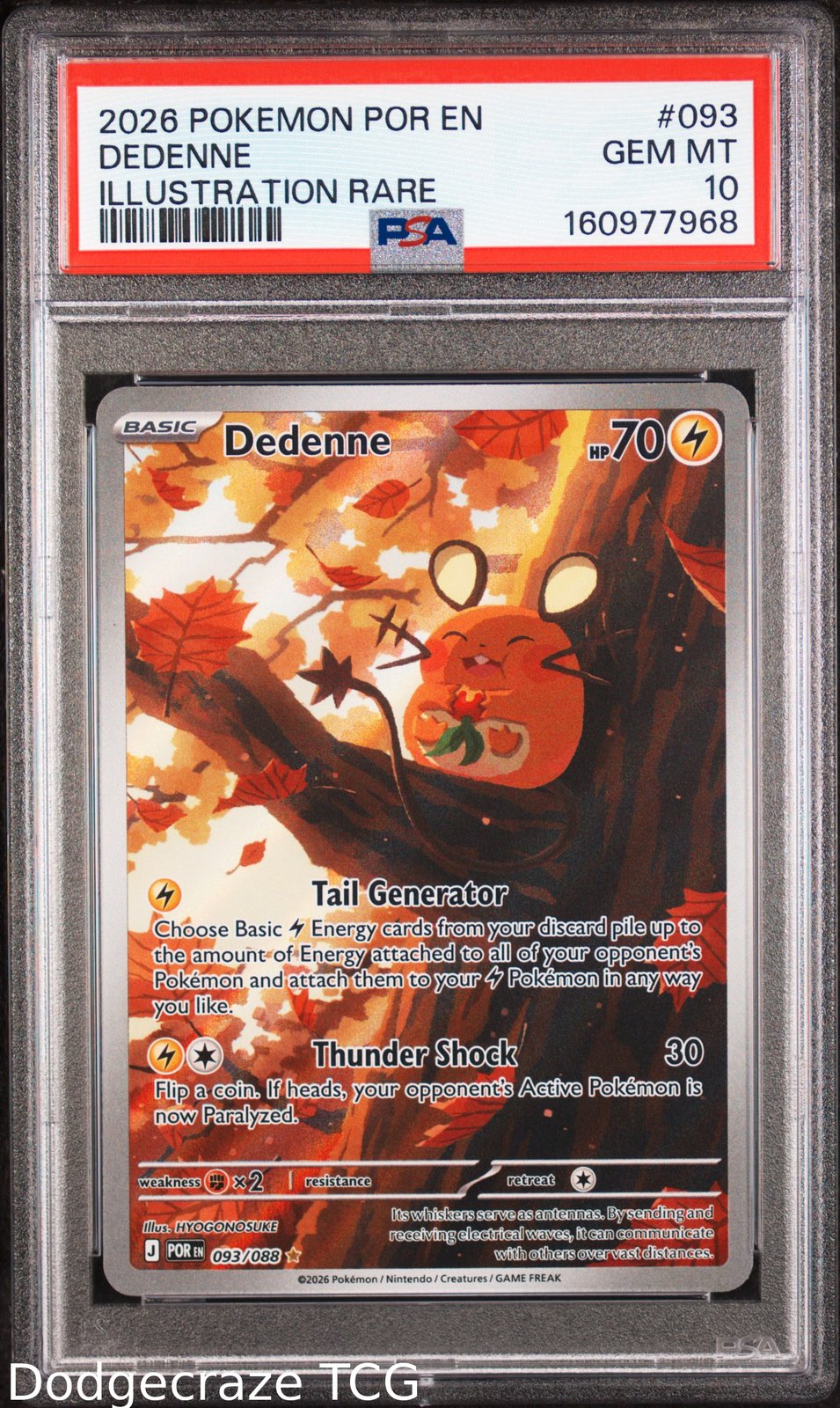 2026 Pokemon Por En-Perfect Order Dedenne Illustration Rare 093 PSA 10