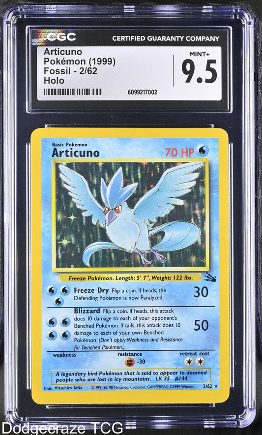 1999 Pokemon Fossil Articuno Holo 2/62 CGC 9.5