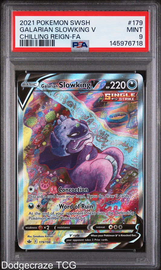 2021 Pokemon Chilling Reign Galarian Slowking V 179/198 PSA 9