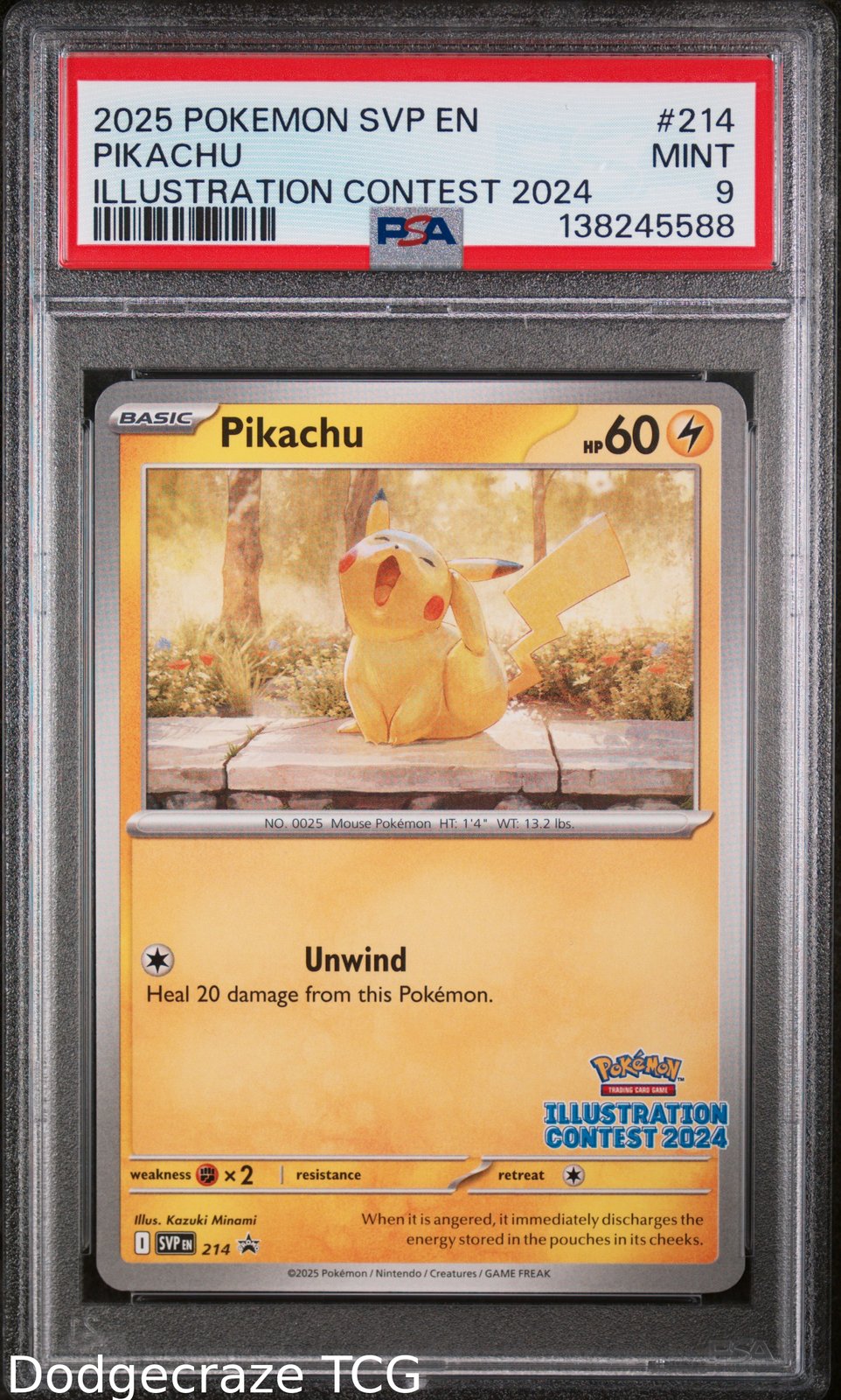 2025 Pokemon Pikachu Illustration Contest 2024 214 PSA 9