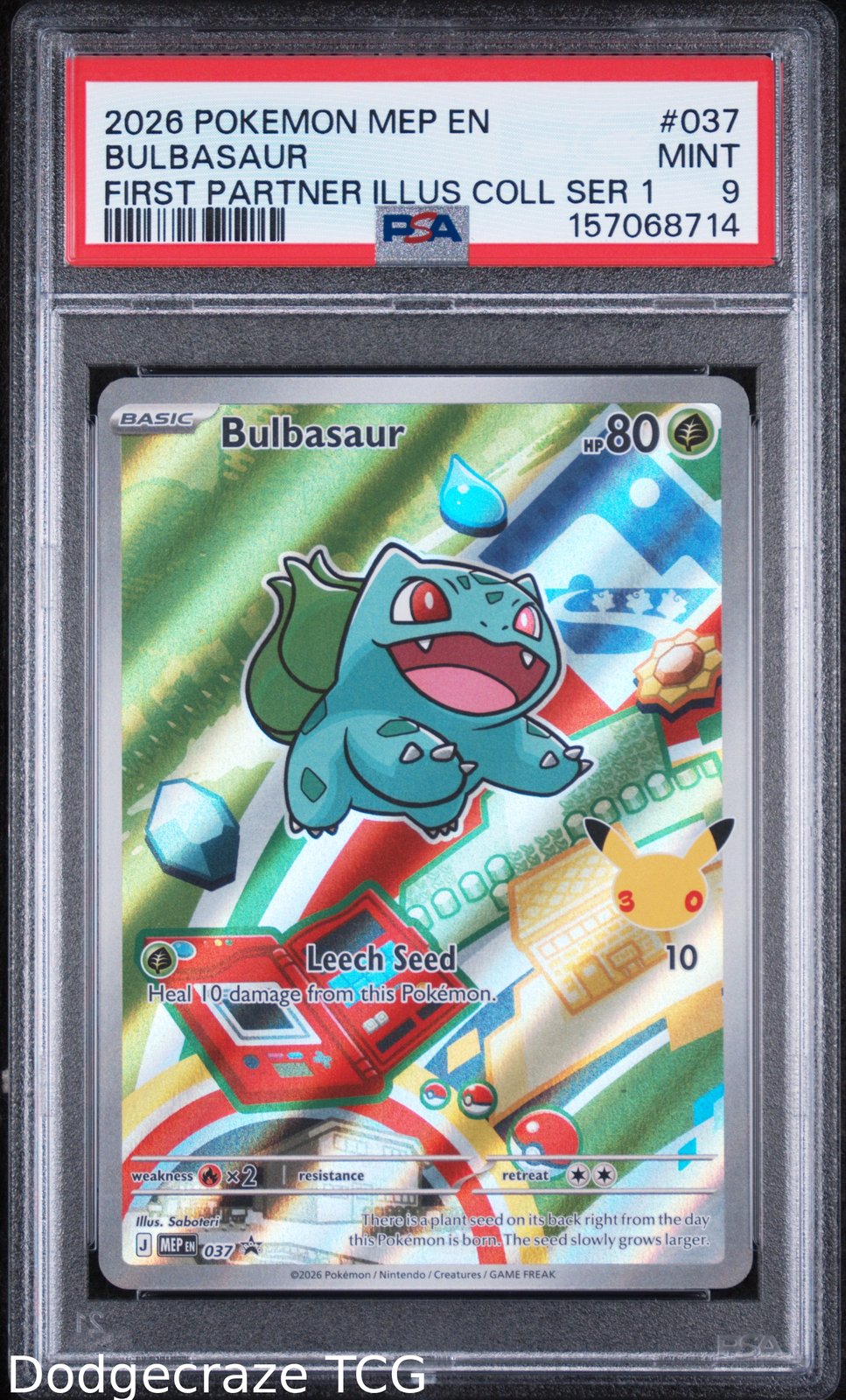 2026 Pokemon Bulbasaur First Partner Illustration Collection Series 1 037 PSA 9