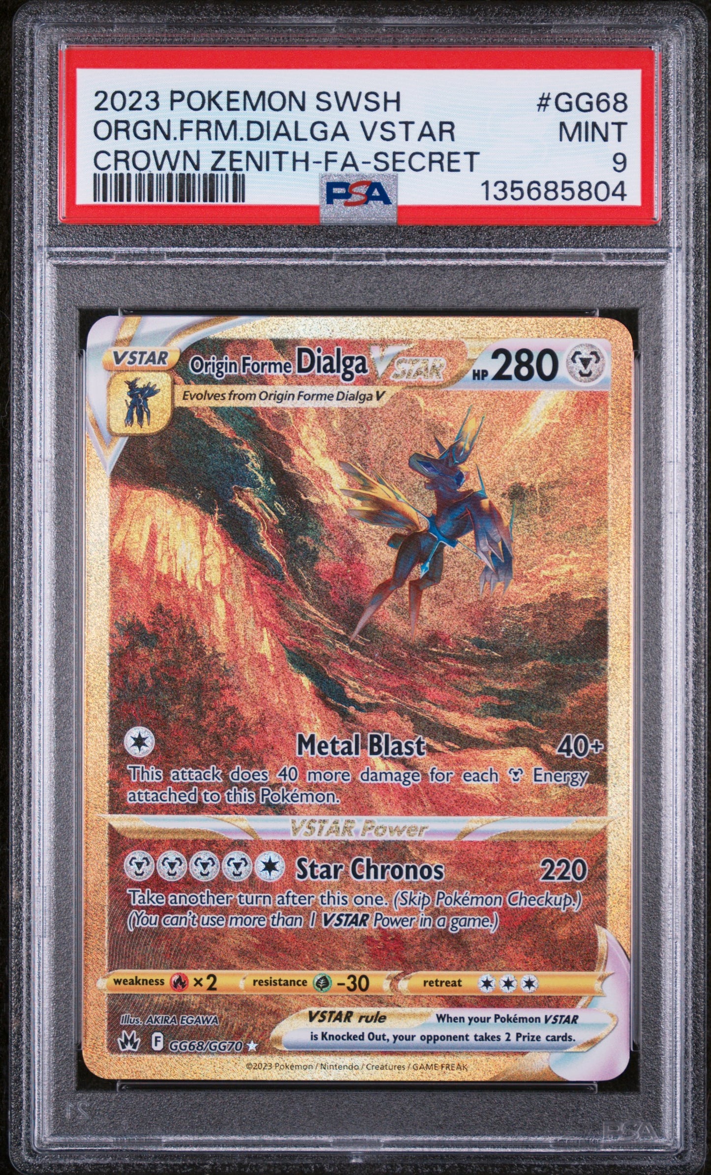 2023 Pokemon Origin Forme Dialga Vstar Secret GG68/GG70 PSA 9