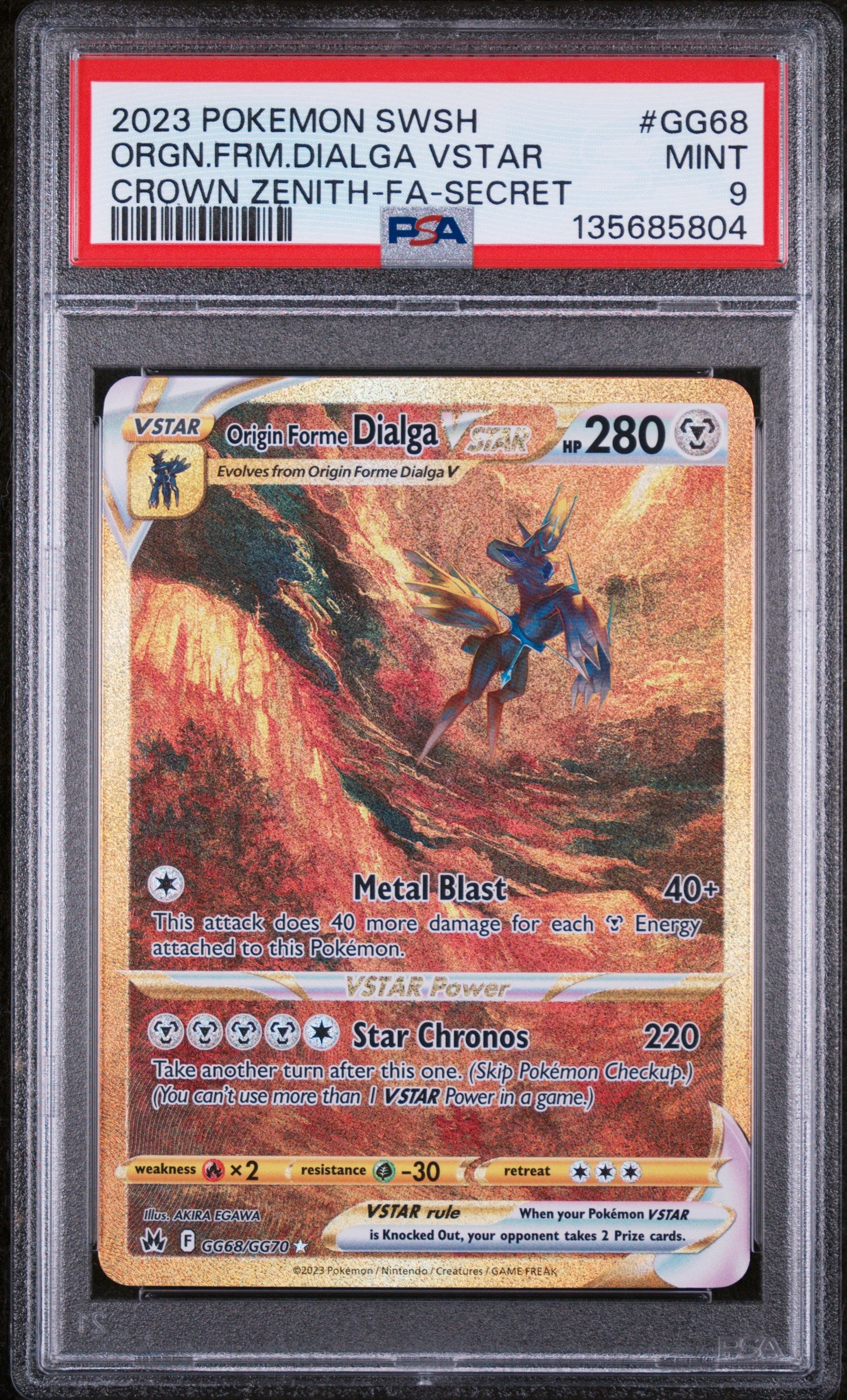 2023 Pokemon Origin Forme Dialga Vstar Secret GG68/GG70 PSA 9