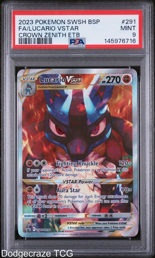 2023 Pokemon Lucario Vstar Crown Zenith Elite Trainer Box 291/159 PSA 9