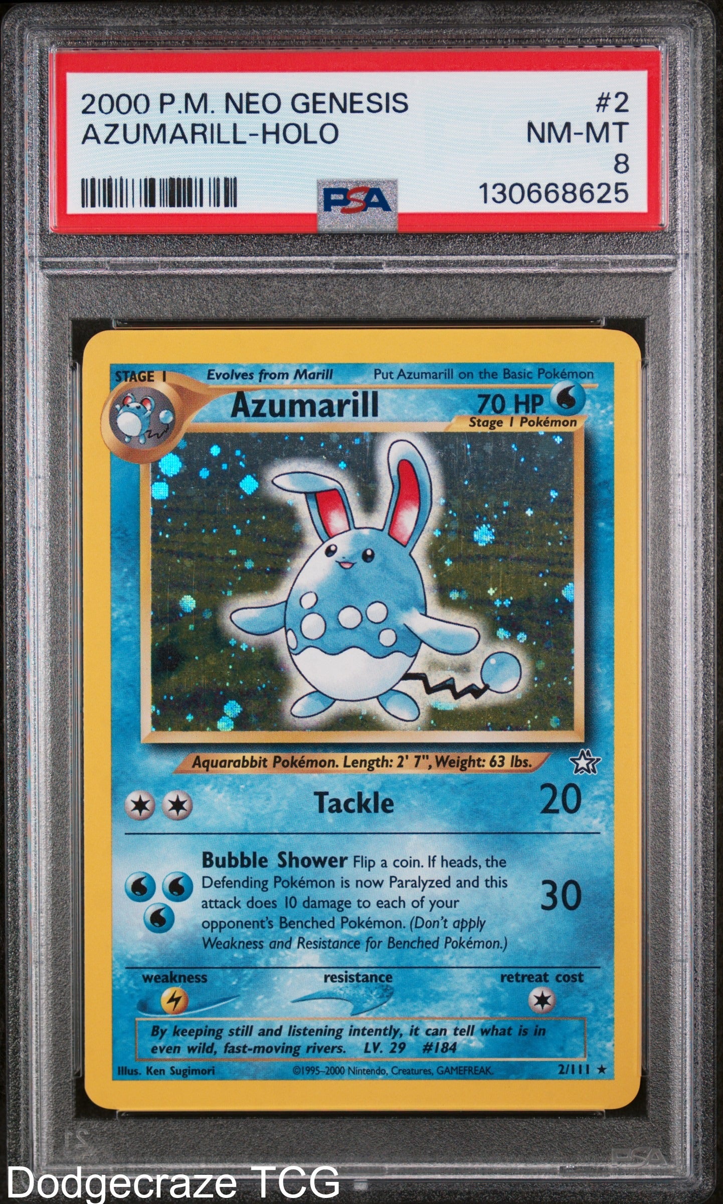 2000 Pokemon Neo Genesis Azumarill Holo 2/111 PSA 8
