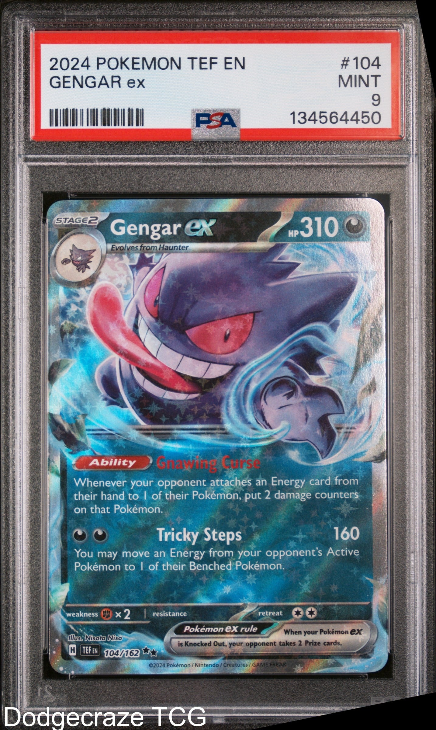 2024 Pokemon Tef En-temporal Forces Gengar EX 104/162 PSA 9