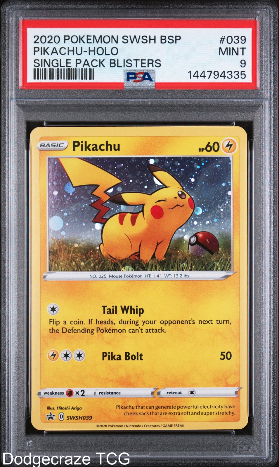 2020 Pokemon Swsh Black Star Promo Pikachu Holo Single Pack Blisters 039 PSA 9