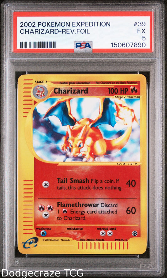 2002 Pokemon Expedition Charizard Reverse Holo 39/165 PSA 5