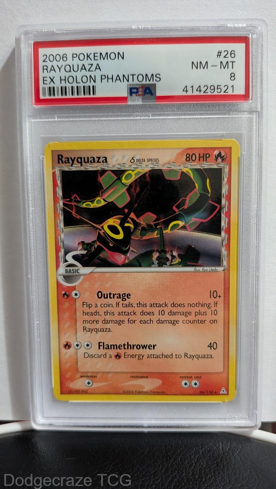 Rayquaza 26/110 Holon Phantoms Pokemon PSA 8
