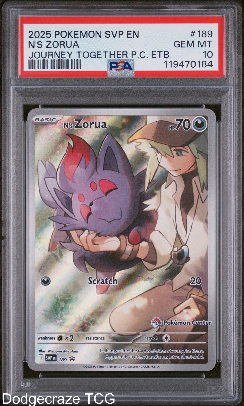 2025 Pokemon N's Zorua Journey Together PC ETB 189/159 PSA 10