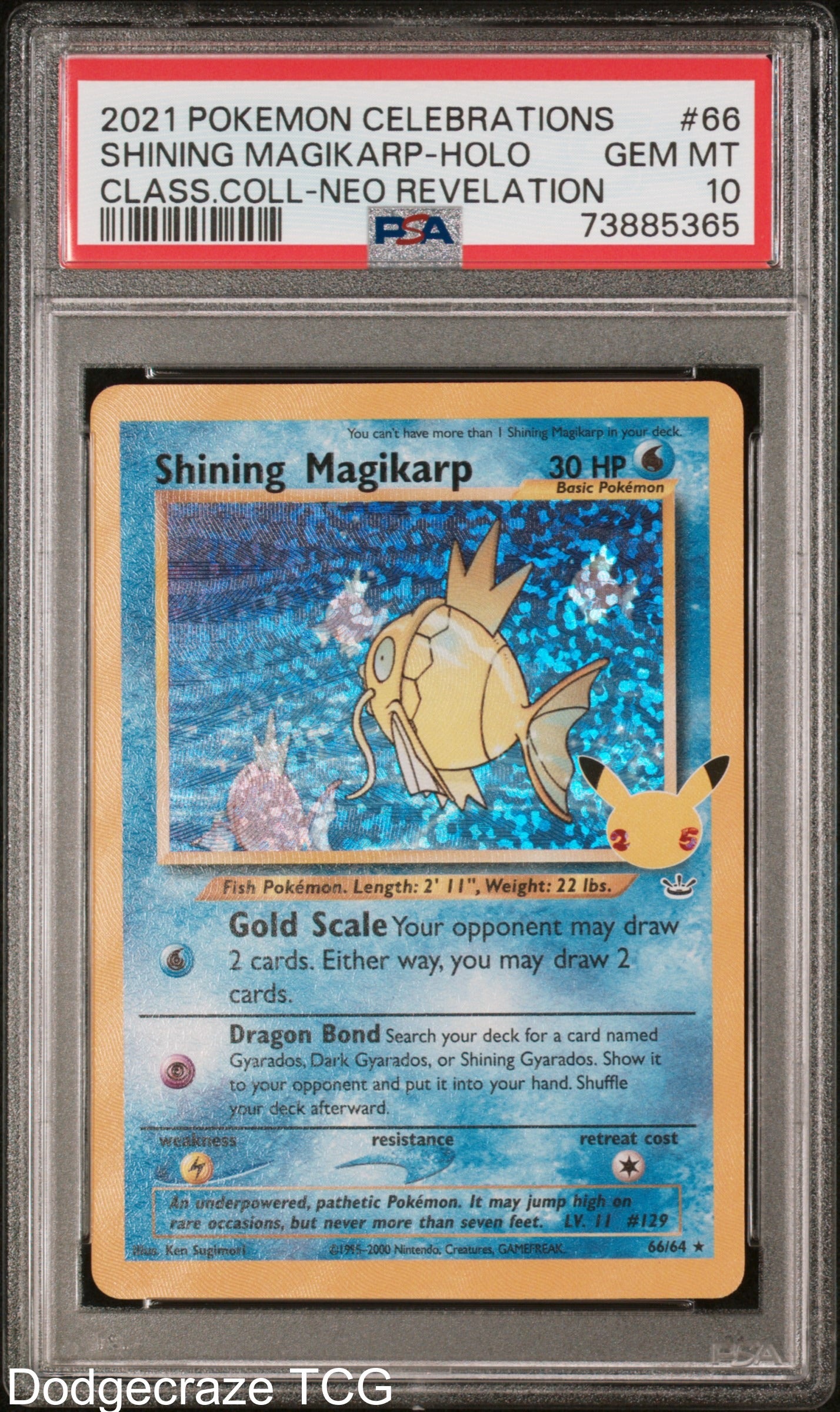 2021 Pokemon Celebrations Classic Collection Shining Magikarp Holo 66 PSA 10