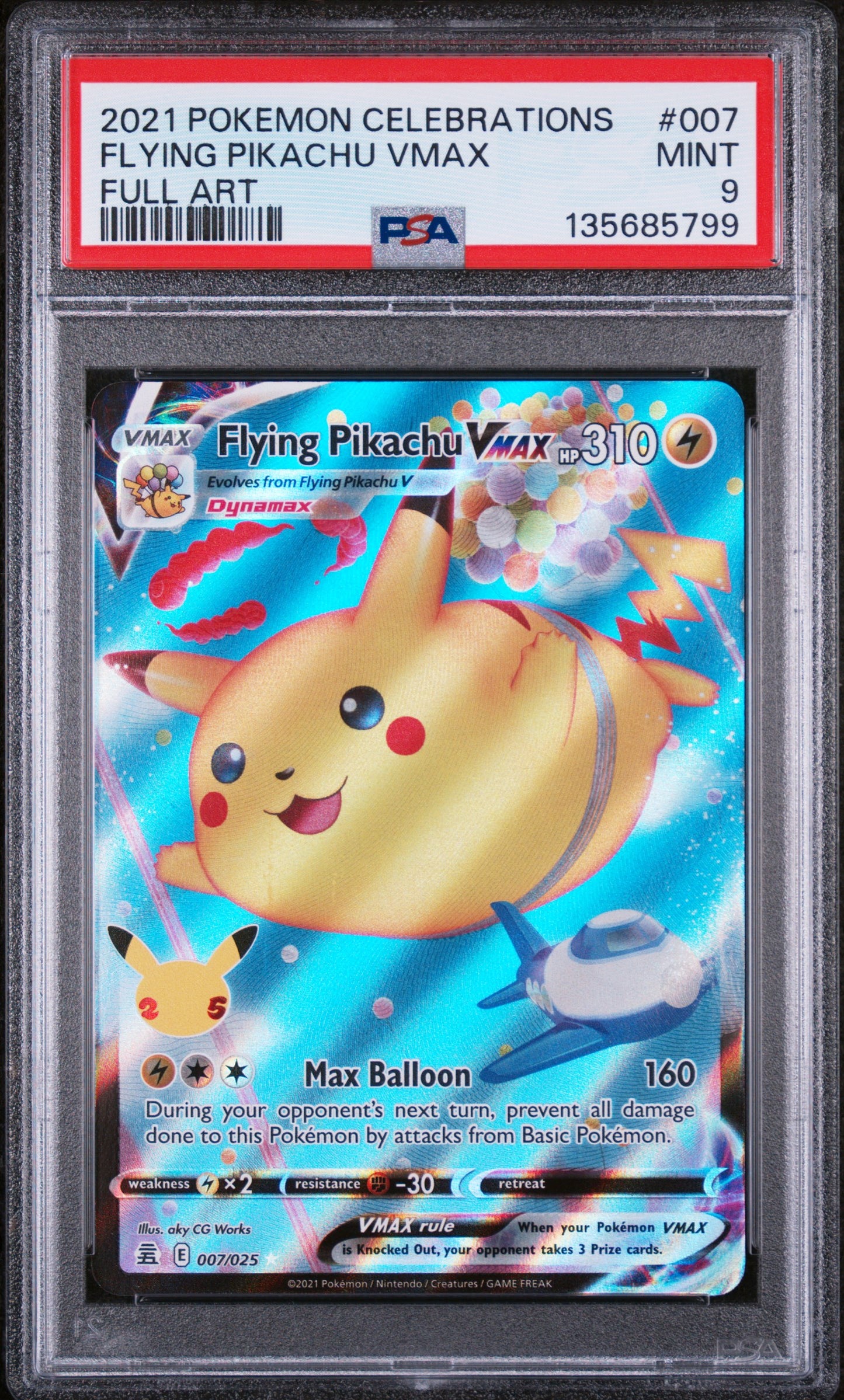 2021 Pokemon Celebrations Flying Pikachu Vmax 007 PSA 9