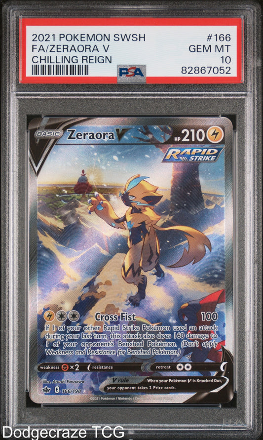2021 Pokemon Chilling Reign Zeraora V 166/198 PSA 10