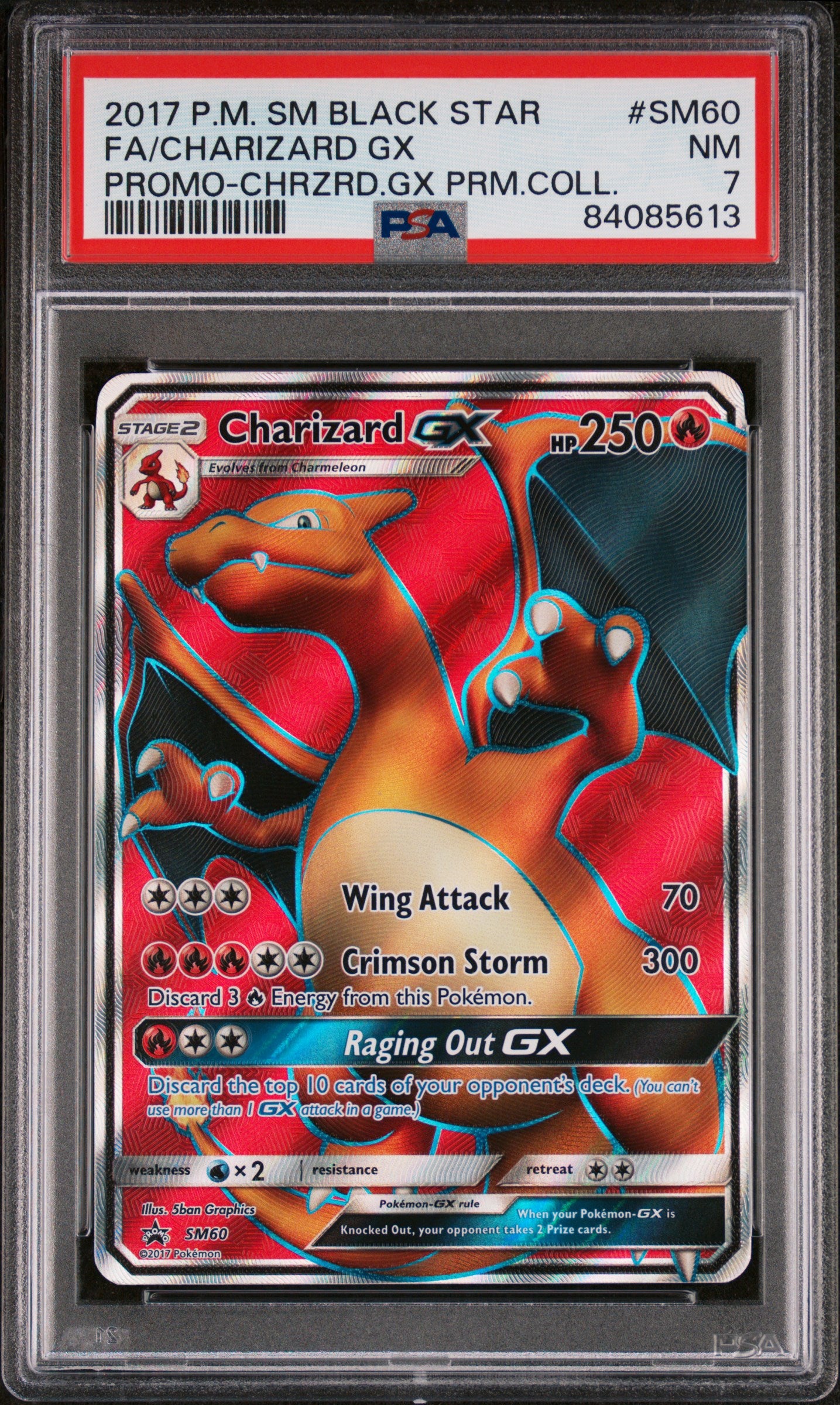 2017 Pokemon Sm Black Star Promo Charizard Gx Premium Collection SM60 PSA 7