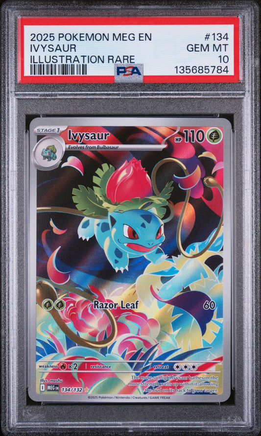 2025 Pokemon Meg En-mega Evolution Ivysaur Illustration Rare 134/132 PSA 10