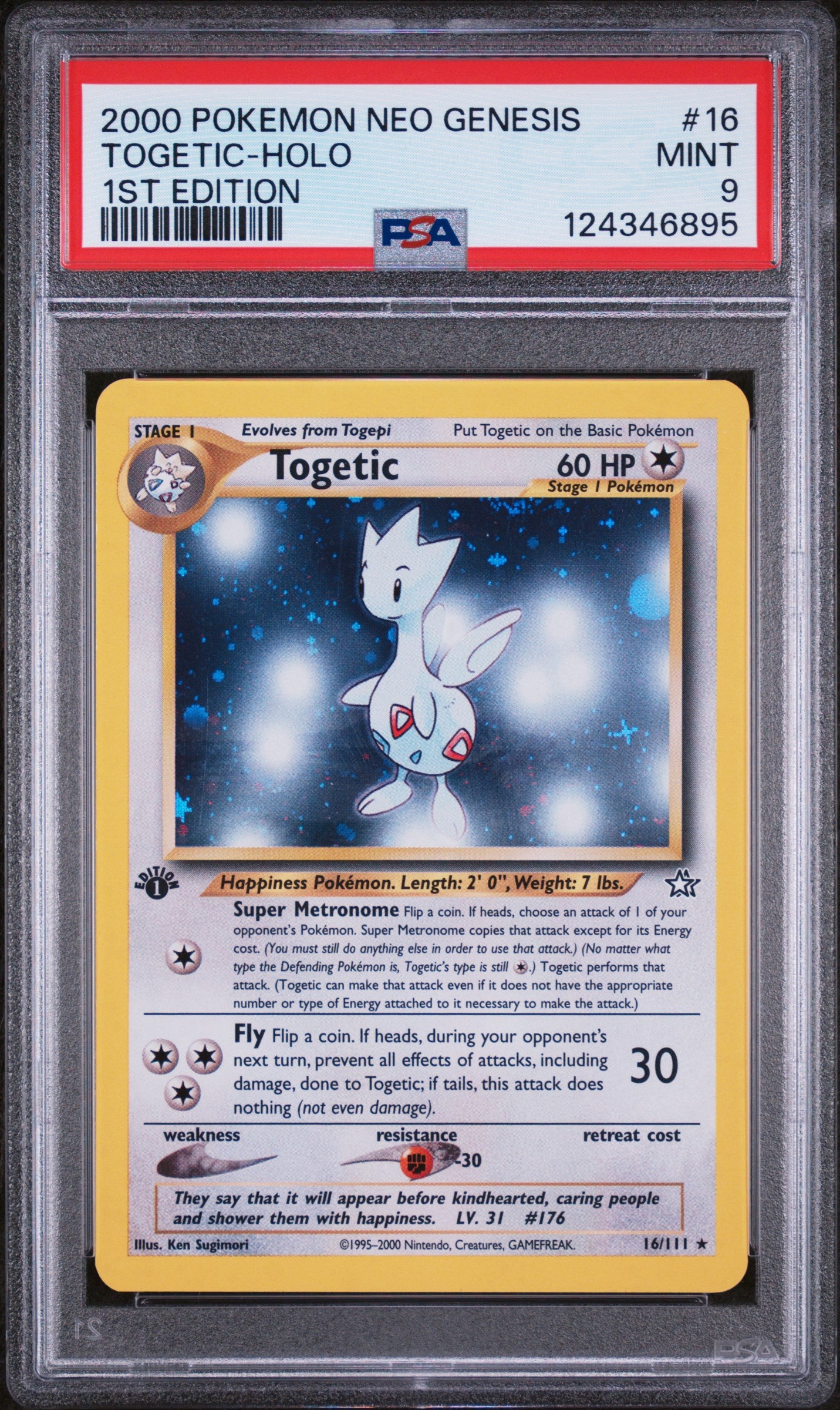 2000 Pokemon Neo Genesis 1st Edition Togetic Holo 16/111 PSA 9