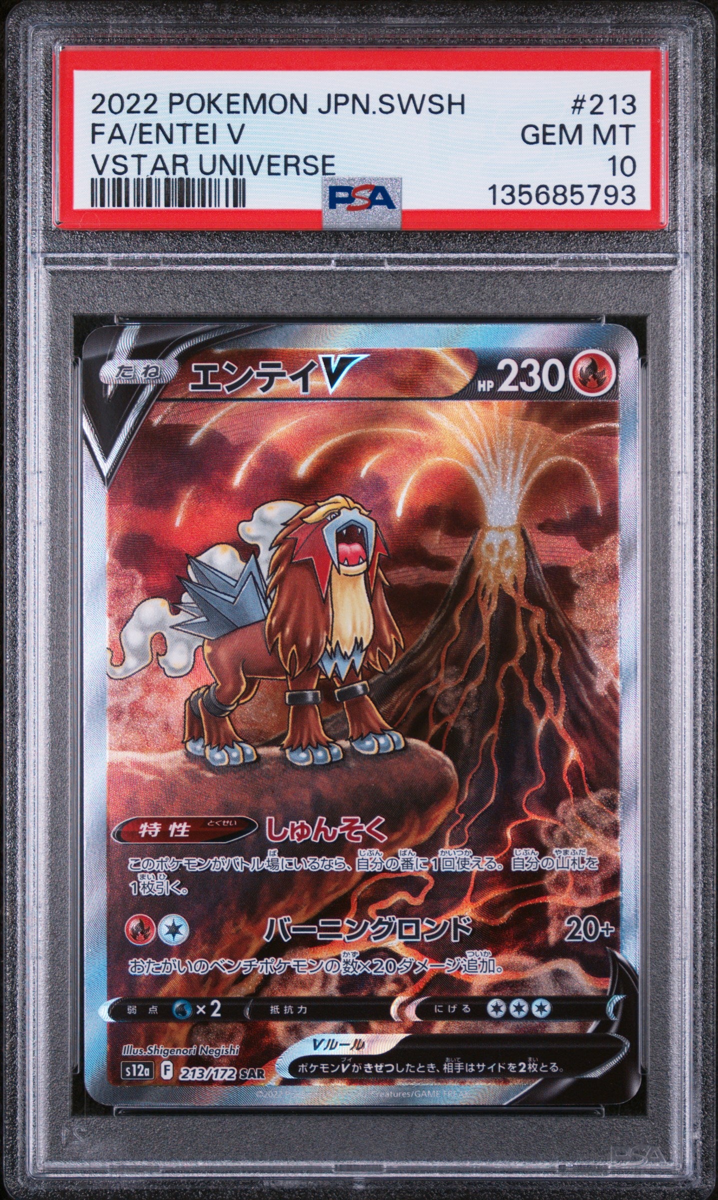2022 Pokemon Vstar Universe Entei V 213/172 PSA 10