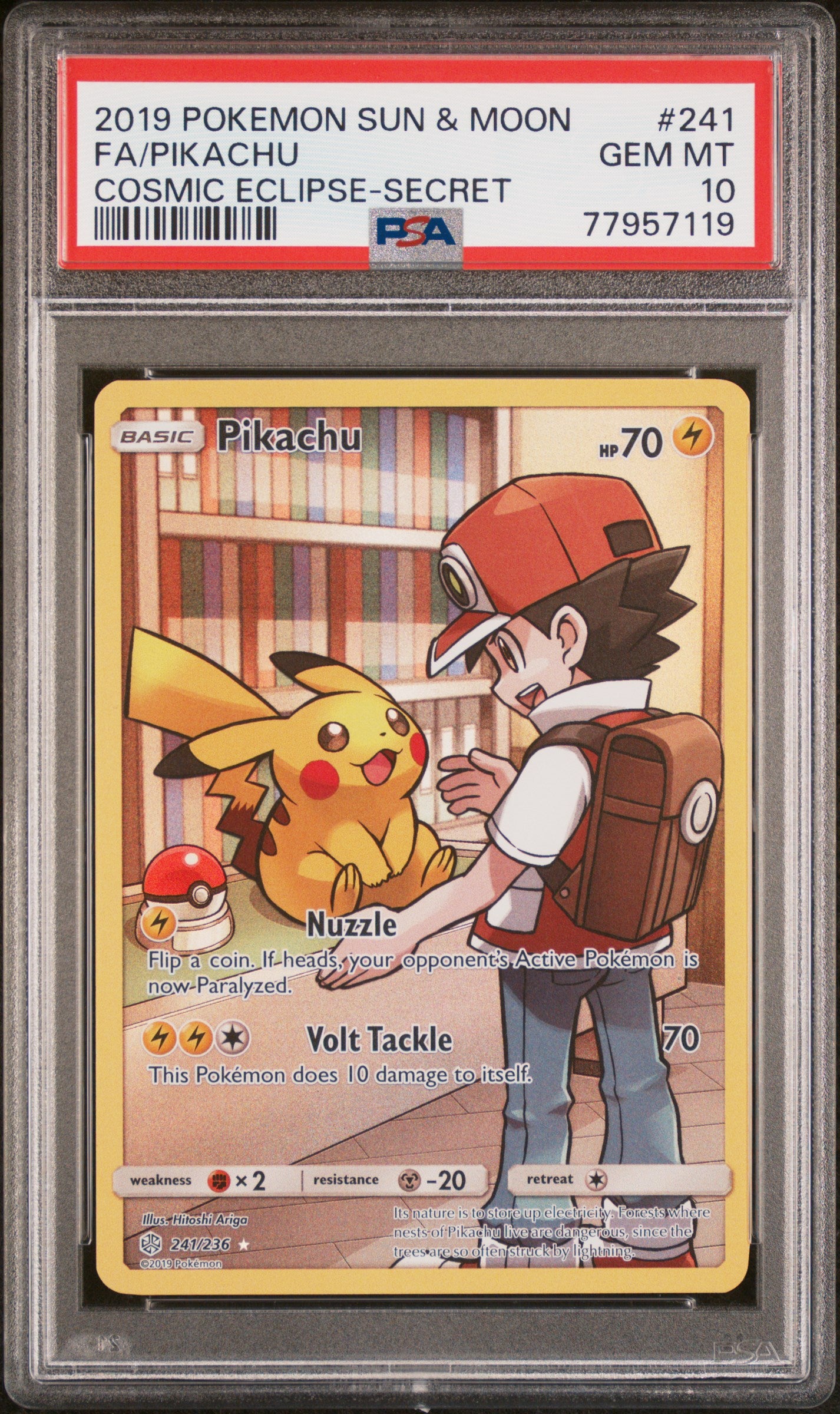 2019 Pokemon Cosmic Eclipse Pikachu Secret 241/236 PSA 10