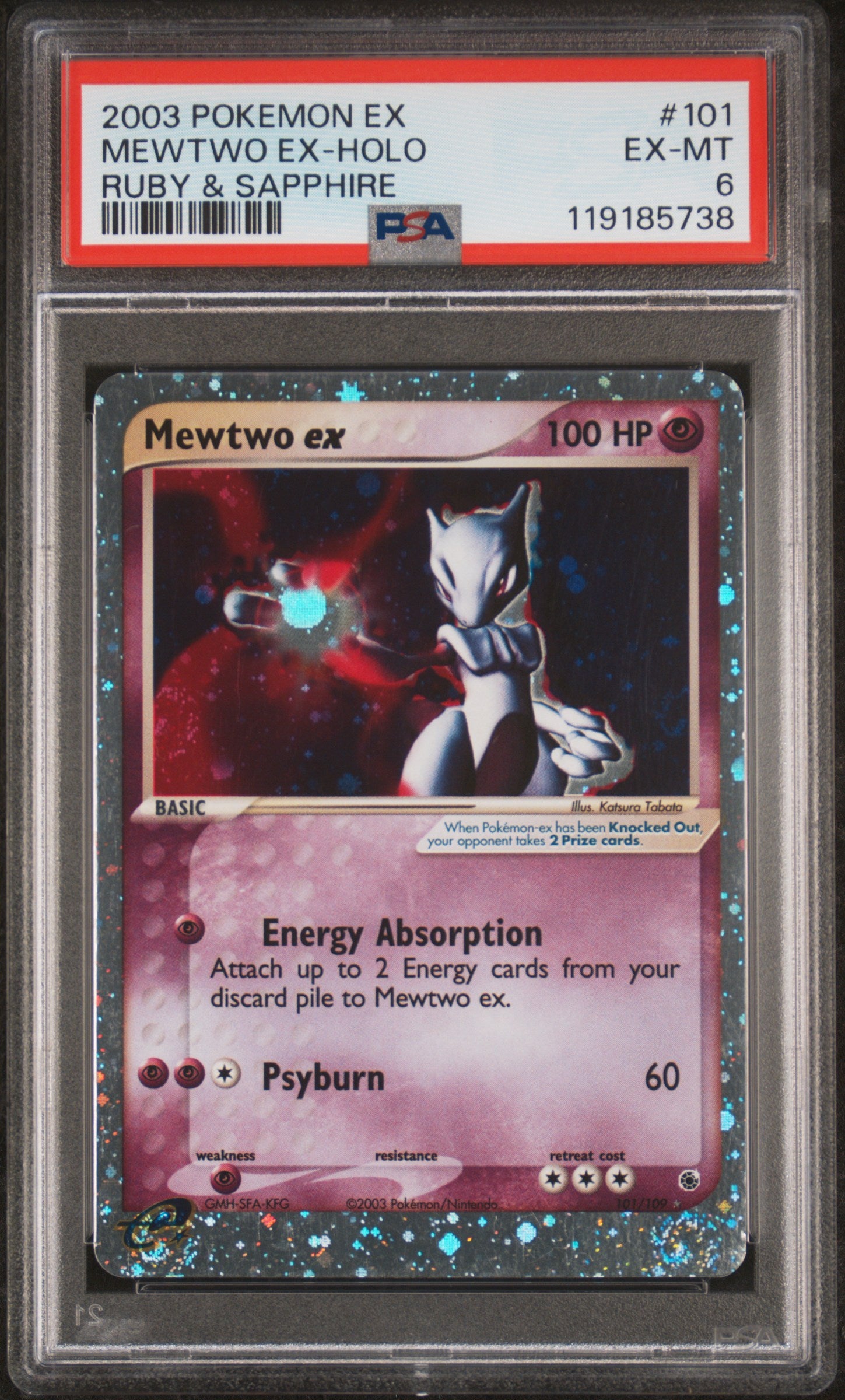 2003 Pokemon Ruby & Sapphire Mewtwo EX Holo 101/109 PSA 6