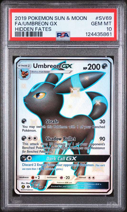 2019 Pokemon Hidden Fates Umbreon Gx SV69/SV94 PSA 10