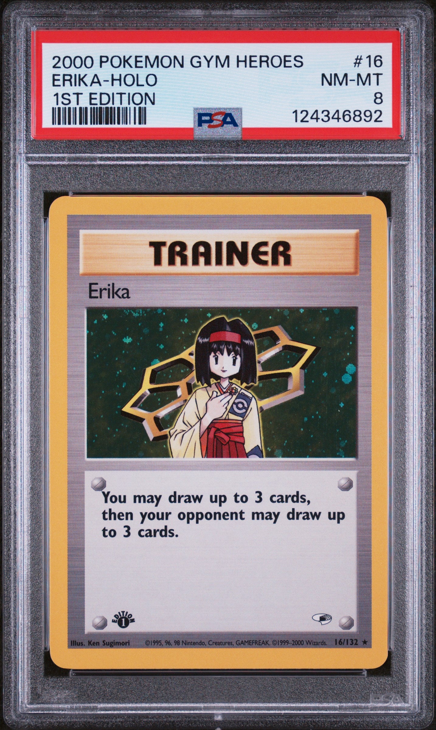 2000 Pokemon Gym Heroes Erika Holo 1st Edition 16/132 PSA 8
