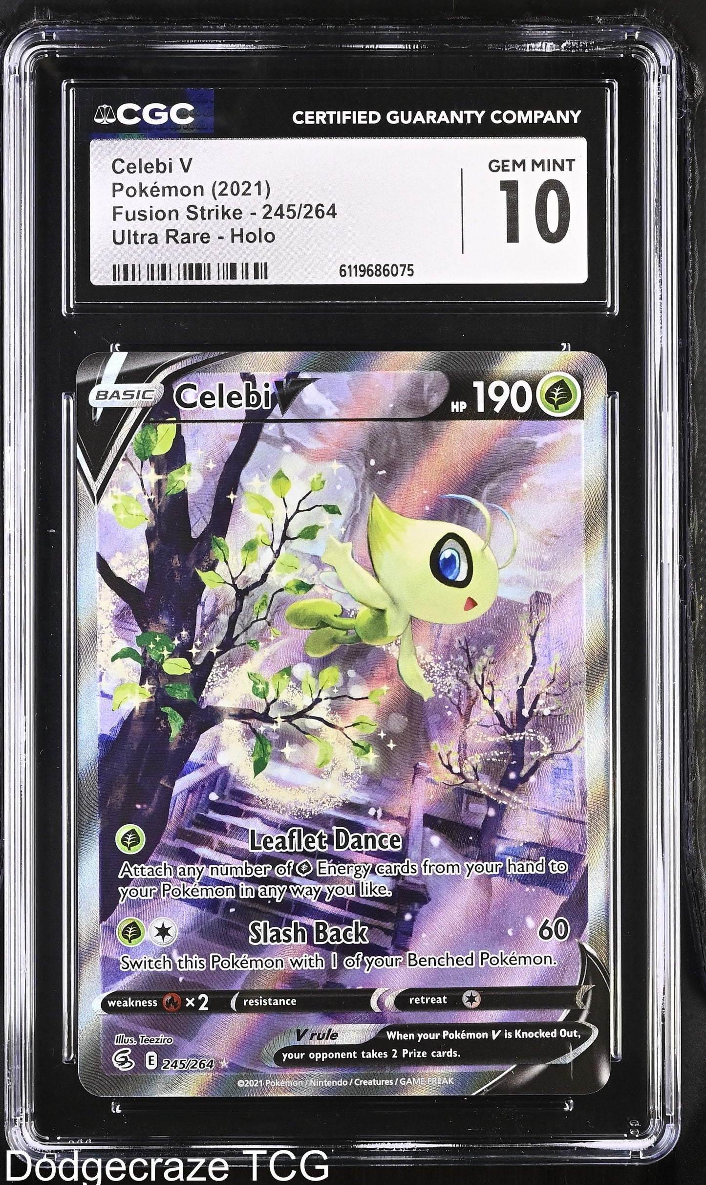 2021 Pokemon Fusion Strike Celebi V Ultra Rare Holo 245/264 CGC 10 Gem Mint