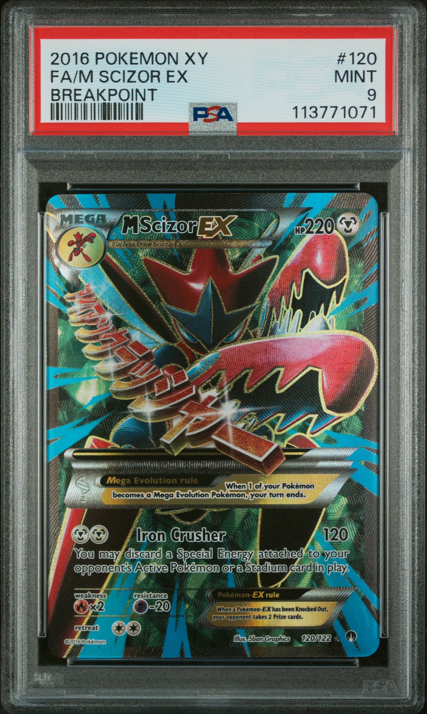 2016 Pokemon Breakpoint M Scizor EX 120/122 PSA 9