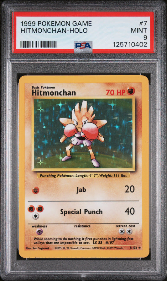 1999 Pokemon Game Hitmonchan Holo 7/102 PSA 9