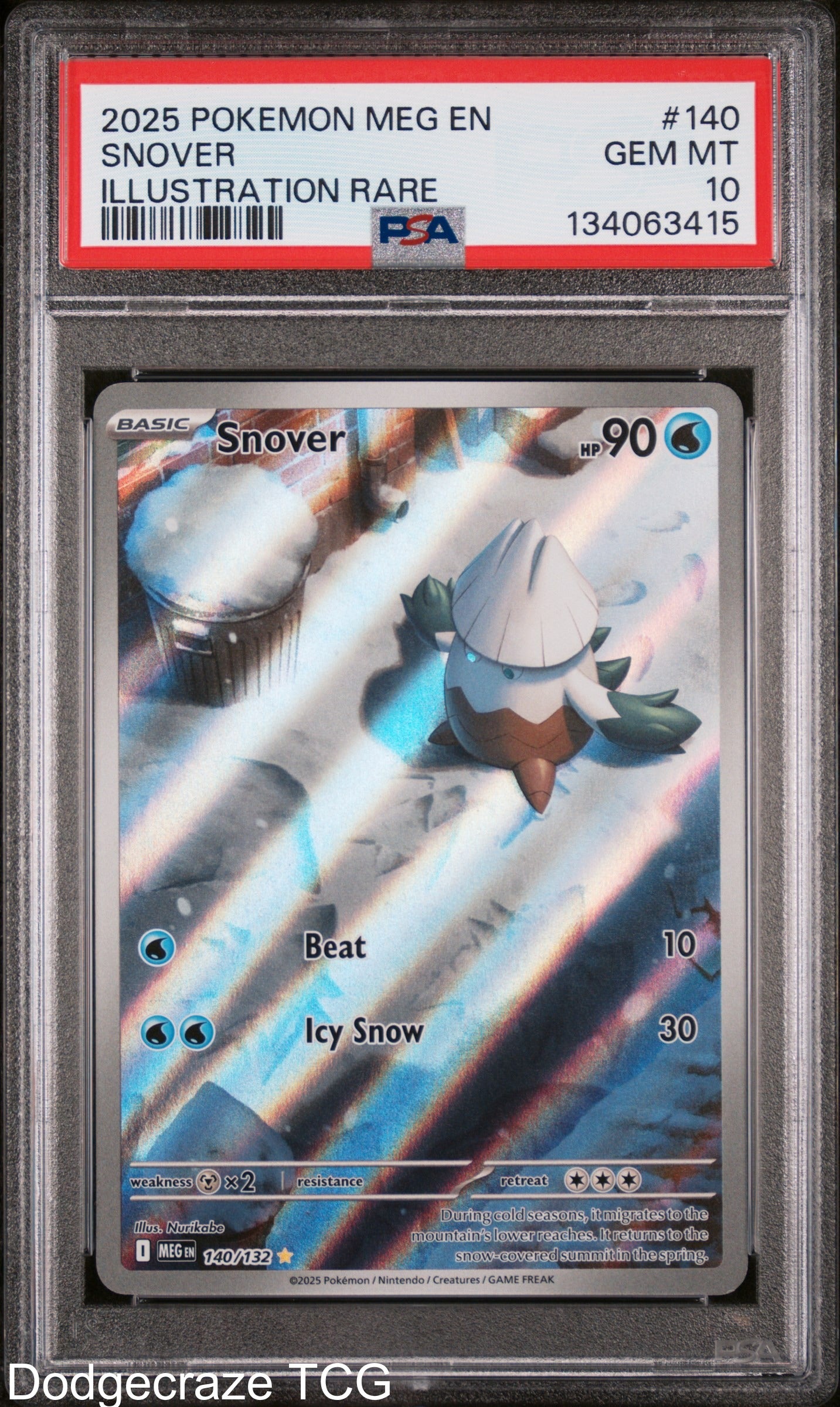 2025 Pokemon Meg En-mega Evolution Snover Illustration Rare 140/132 PSA 10