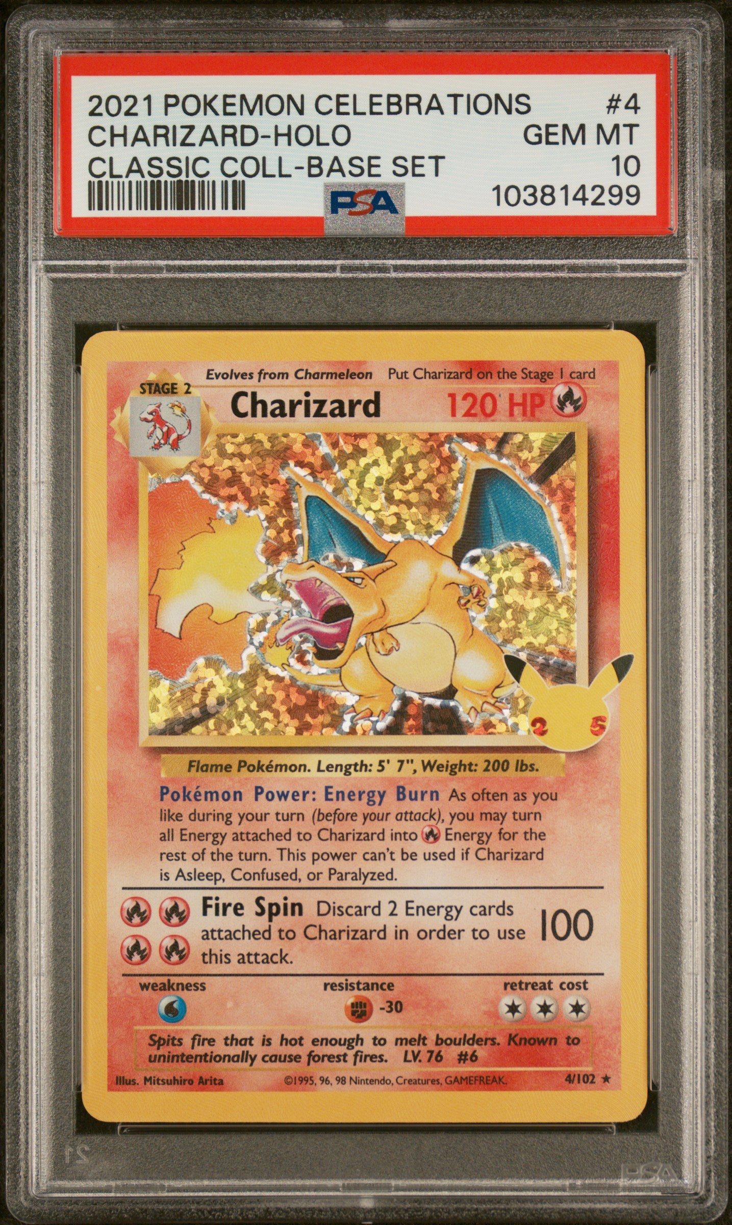 2021 Pokemon Celebrations Classic Collection Charizard Holo 4 PSA 10