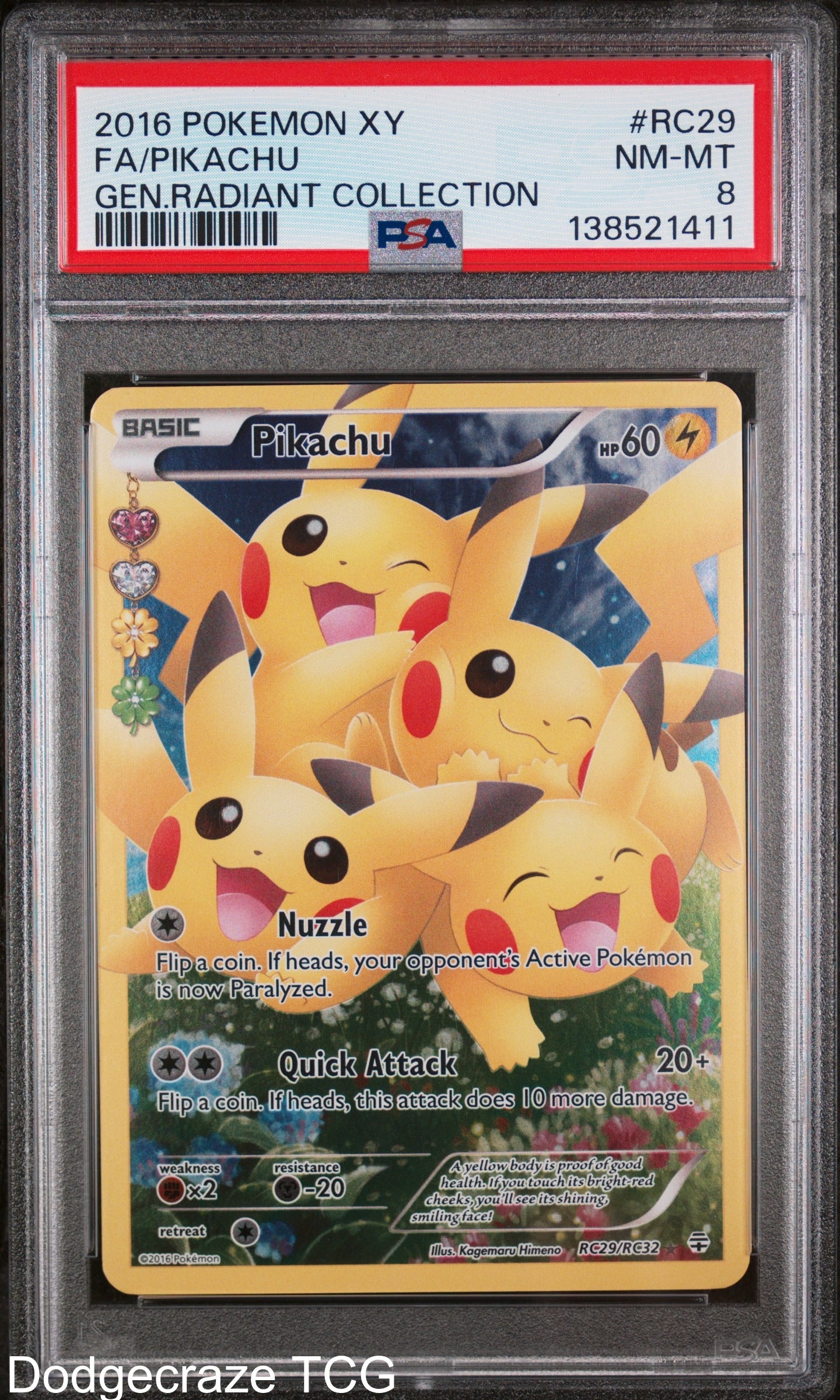 2016 Pokemon Generations Radiant Collection Pikachu RC29/83 PSA 8