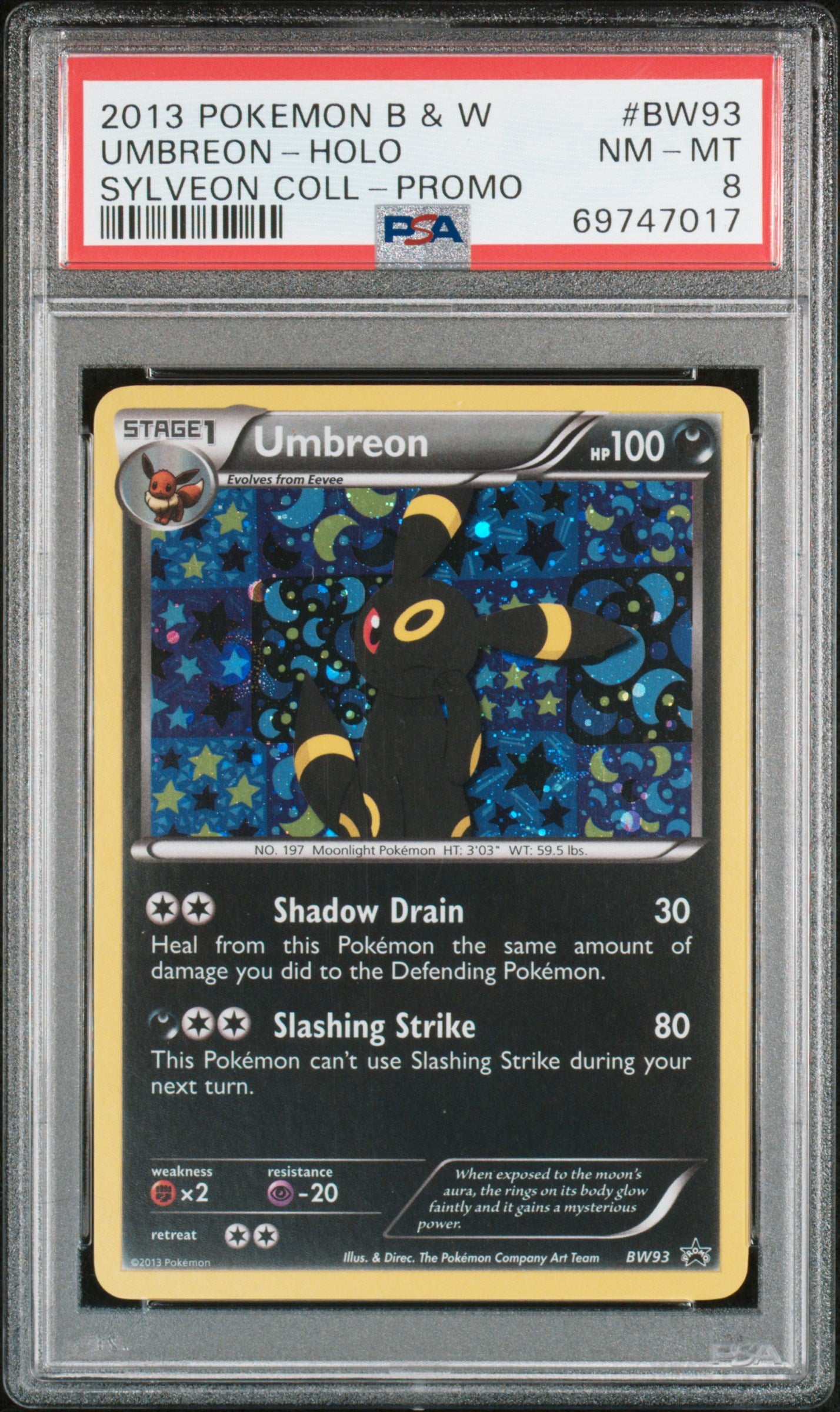 2013 Pokemon Promo Umbreon Holo Sylveon Collection BW93 PSA 8