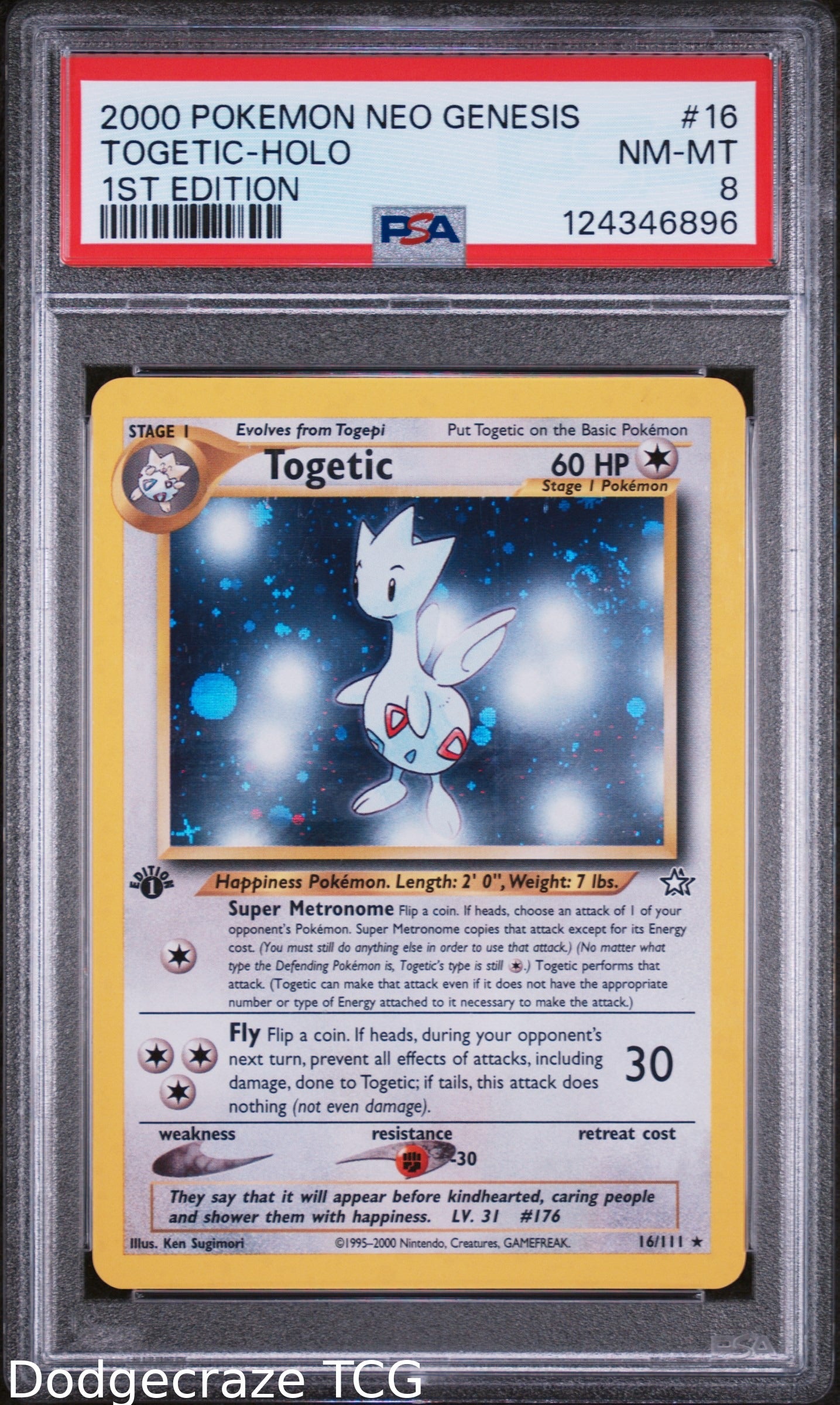 2000 Pokemon Neo Genesis 1st Edition Togetic Holo 16/111 PSA 8