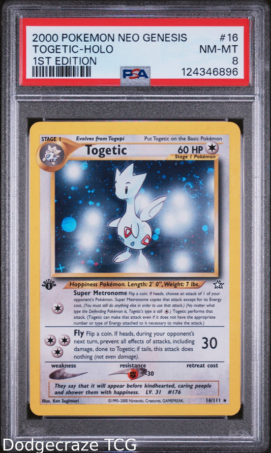 2000 Pokemon Neo Genesis 1st Edition Togetic Holo 16/111 PSA 8