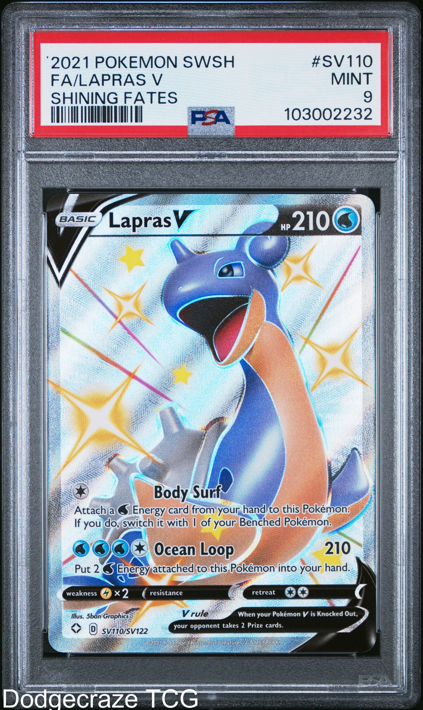2021 Pokemon Shining Fates Lapras V SV110/072 PSA 9